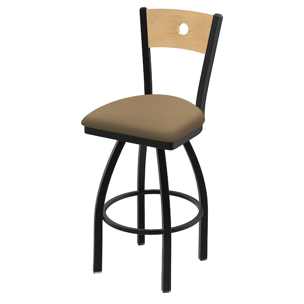 25" Swivel Counter Stool, Black Wrinkle, Nat Back, Canter Sand Seat